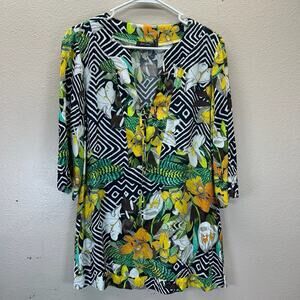 Lenny Niemeyer Floral Graphic Tie Tassel Swim Pool Cover Dress‎ Size Small Beach